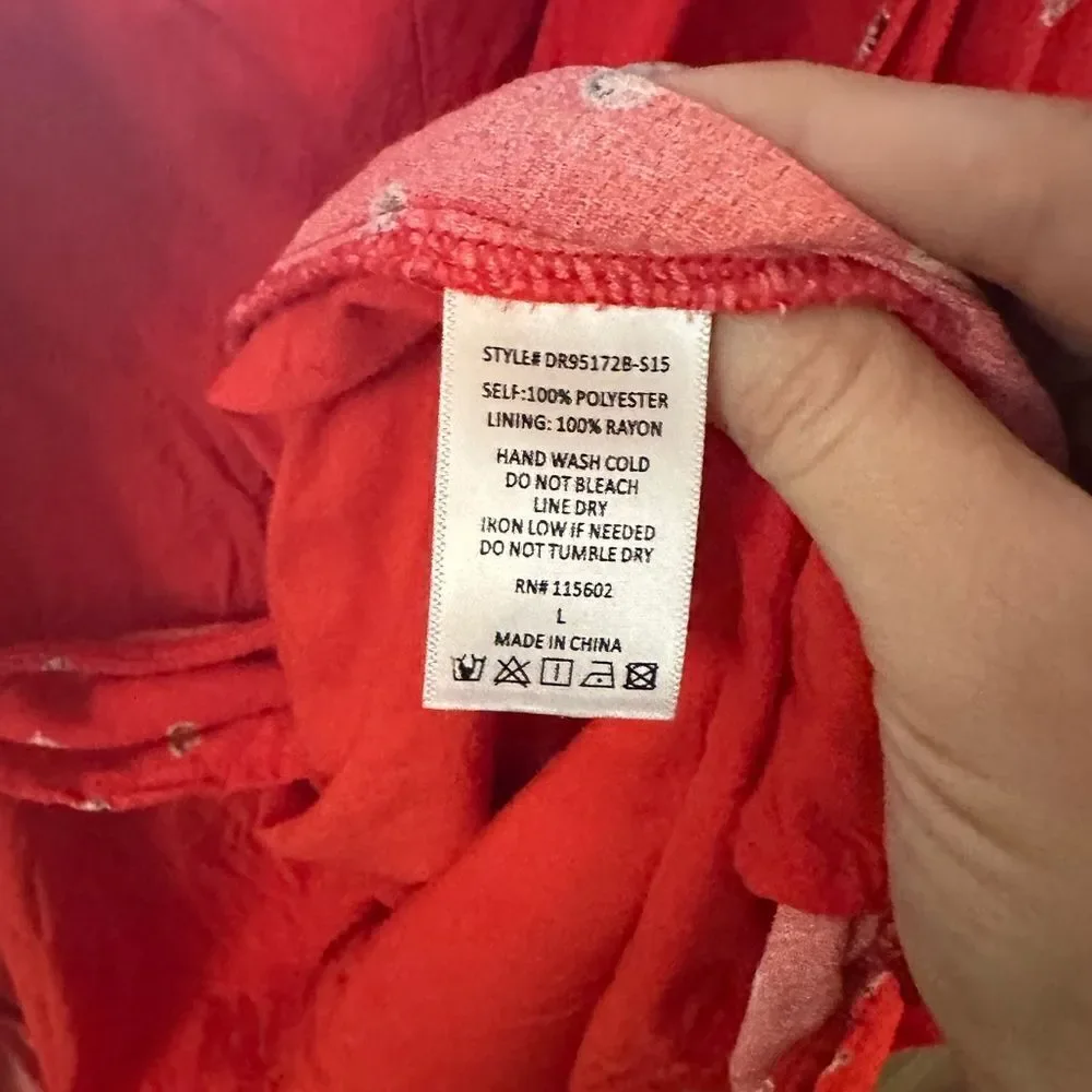 Lush Red & Floral Spaghetti Strap Mini Dress Large - Picture 5 of 7